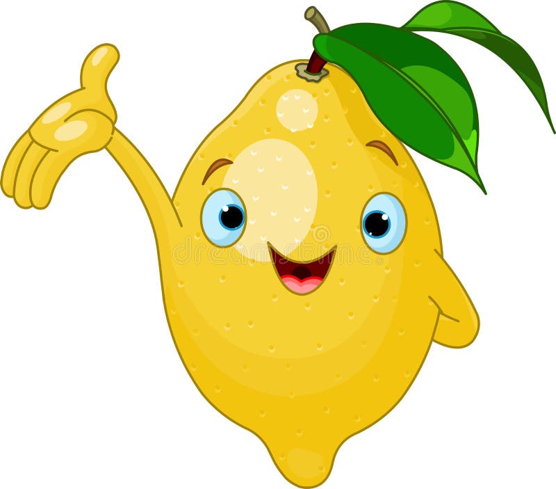 Cheerful Cartoon Lemon character stock illustration
