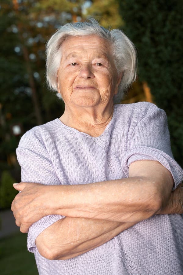 Cheerful elderly woman