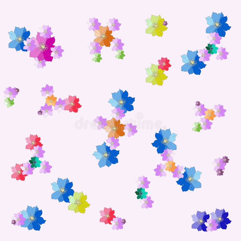 Cheerful fabric with molecules from hand drawn flowers. stock illustration Cheerful fabric with molecules from hand drawn flowers. stock illustration