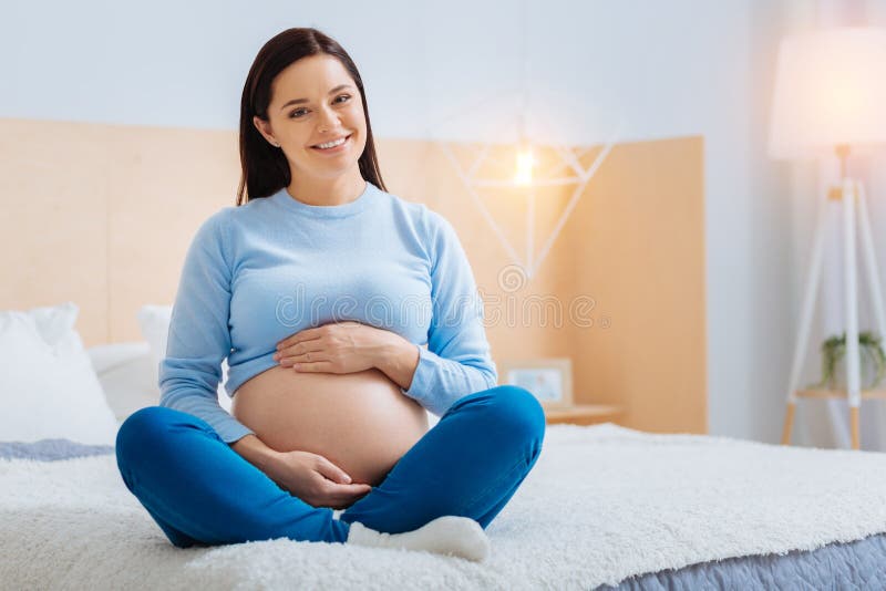 Cheerful Female Person Expecting Her Baby Stock Photo - Image of ...