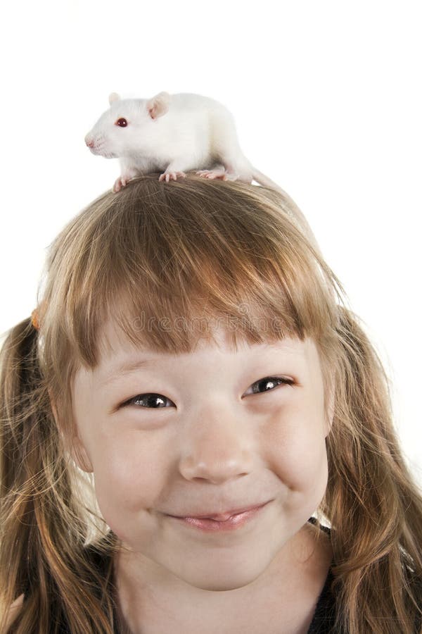 The cheerful girl with a rat