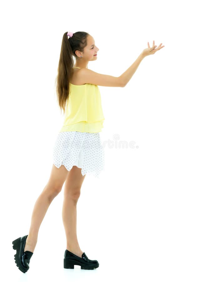 A Cheerful Little Girl is Dancing. Stock Photo - Image of ballet ...
