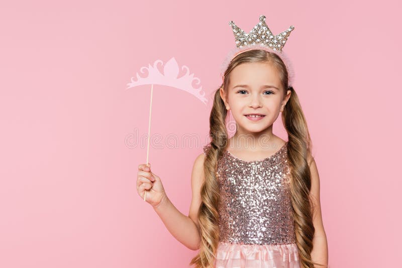 Cute Little Girl in Crown and Stock Image - Image of princess, cute ...