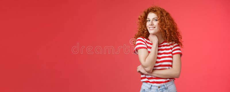 Cheerful Lively Cute Tender Redhead Curly Girl Romantic Summer Mood Pondering What Present 