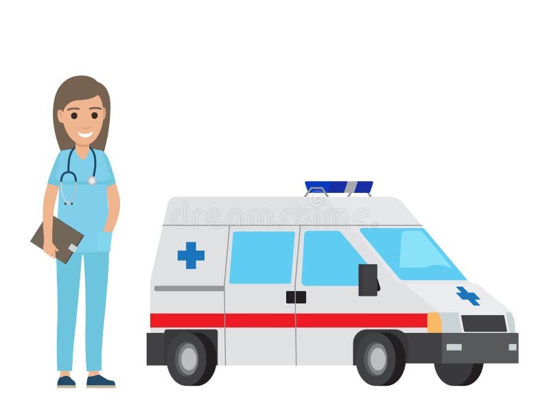 Female Paramedic Examining A Patient Stock Vector - Illustration of ...