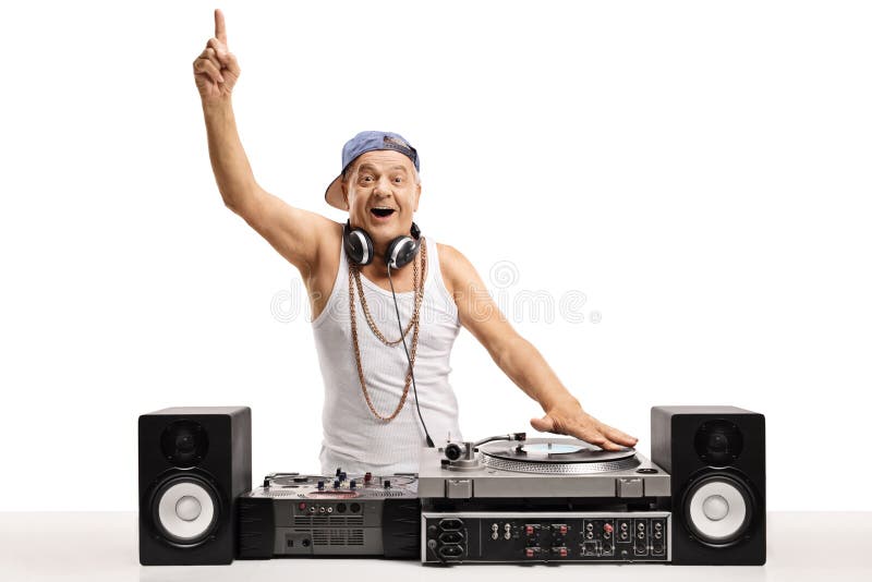 cheerful-old-dj-playing-music-turntable-