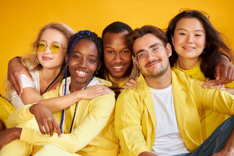 Cheerful Positive Group of Young People of Diverse Nationalities Posing ...