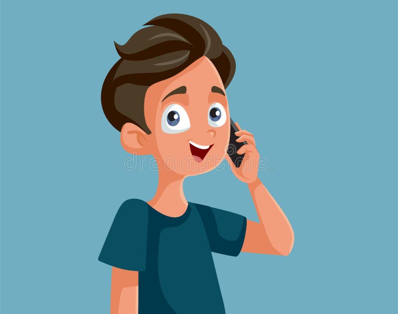 Happy Teen Boy Speaking on the Phone Vector Cartoon Stock Vector -  Illustration of happy, face: 232802350