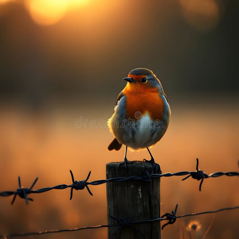 Small Feathered Robin on Wire Small Feathered Robin on Wire