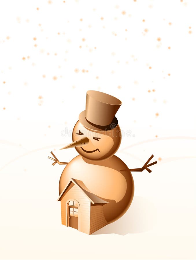 Cheerful snowball with a small house