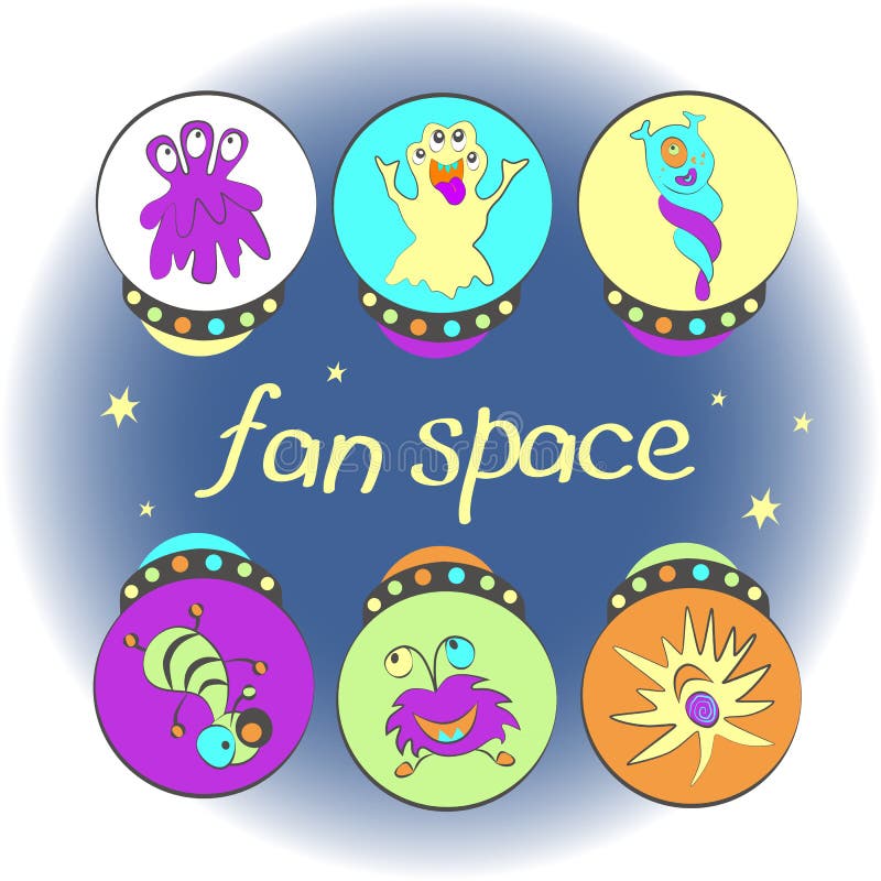 Cheerful space. aliens on a blue background. children`s textiles vector illustration.