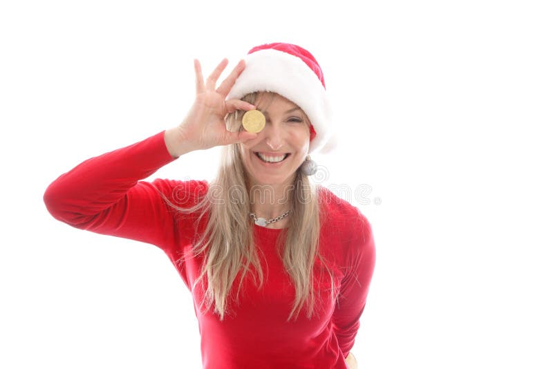 Cheerful woman holding a Bitcoin or Bitcoin Cash stock image Cheerful woman holding a Bitcoin or Bitcoin Cash stock image