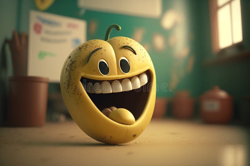 Cheerful yellow fruit funny character illustration Generative AI vector illustration