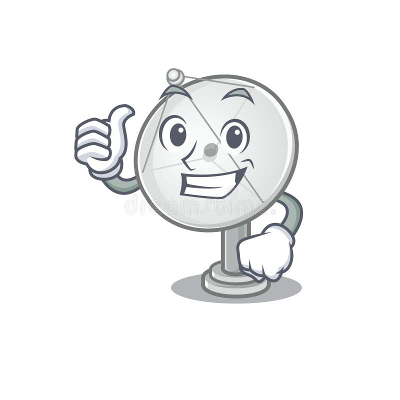 Cheerfully Satellite Dish Making Thumbs Up Gesture Stock Vector