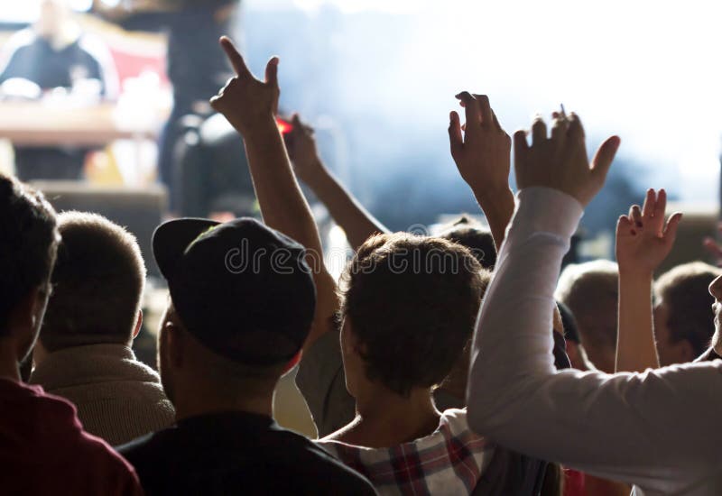 Cheering Crowd in Front of Stage Stock Image Image of entertainment