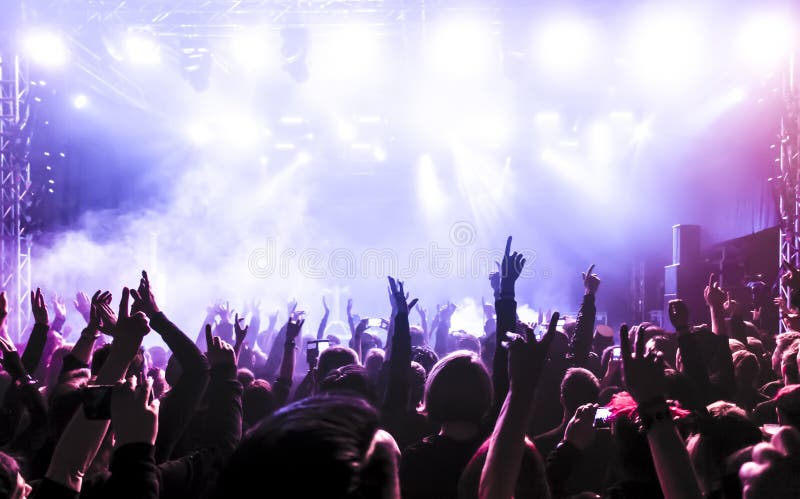 Concert Crowd at Rock Concert Stock Image - Image of disco, stage ...