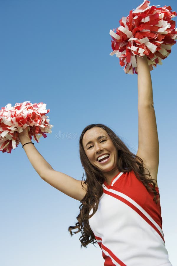 Cheerleader Holding PomPoms Stock Photo Image of excited, happy