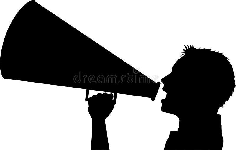 Raster silhouette graphic depicting a cheerleader with a megaphone. Raster silhouette graphic depicting a cheerleader with a megaphone