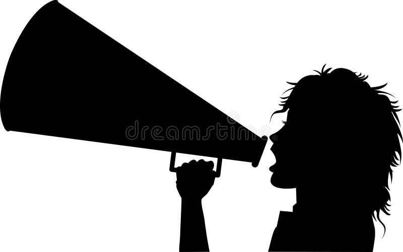 Raster silhouette graphic depicting a cheerleader with a megaphone. Raster silhouette graphic depicting a cheerleader with a megaphone