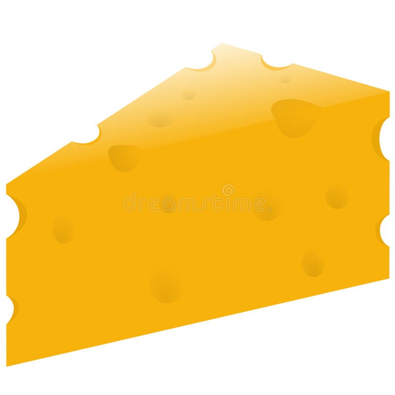 Swiss or Gruyere Cheese Slice Vector Illustration Stock Vector