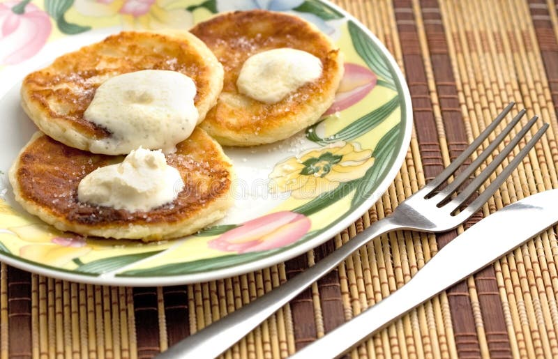 Cheese cake on the plate stock photo