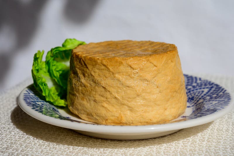 Cheese Collection, Piece of Smoked Spanish Goat Cheese Stock Image