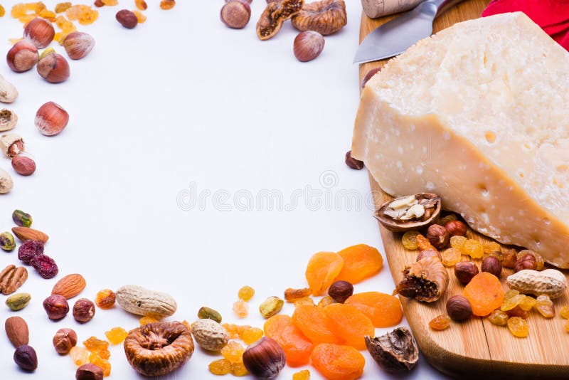 Cheese with Dried Fruits and Nuts Stock Image Image of knife, fruits