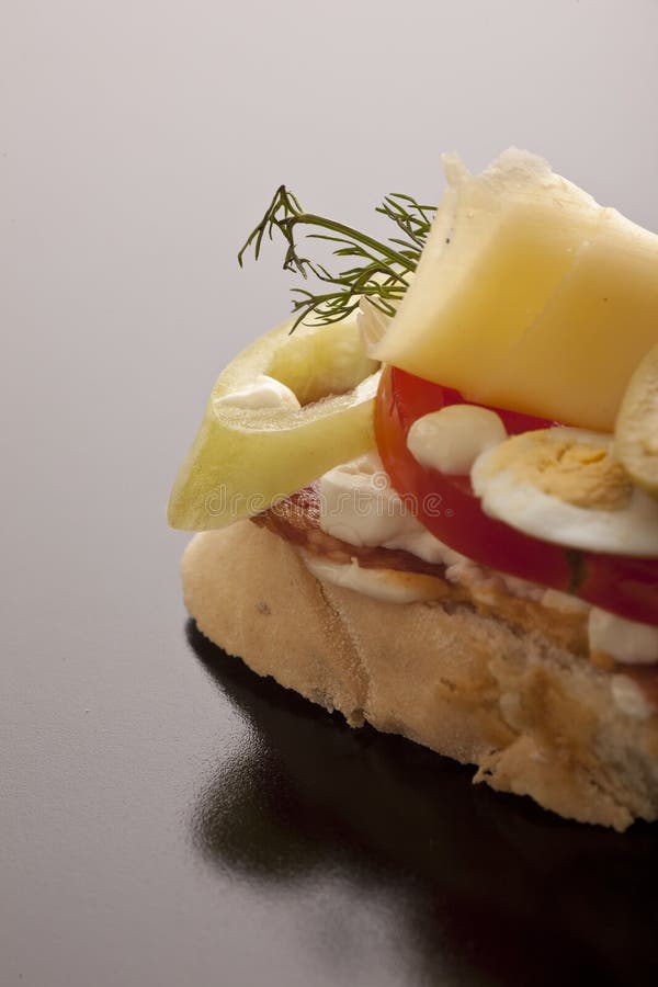 Cheese, Egg and Salami Sandwich Stock Photo Image of feta, appetizer
