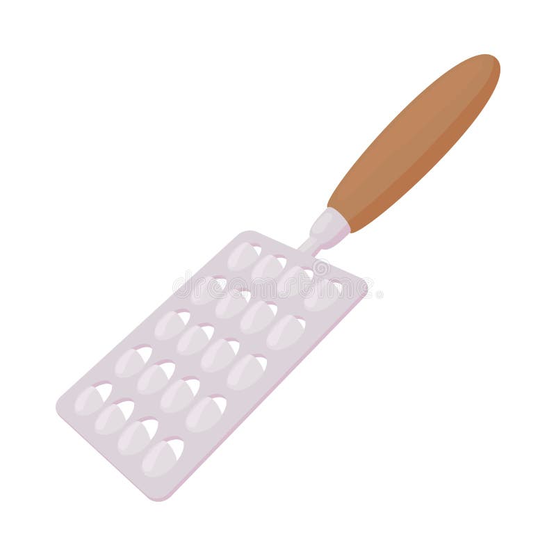Cheese grater with a wooden handle icon stock illustration