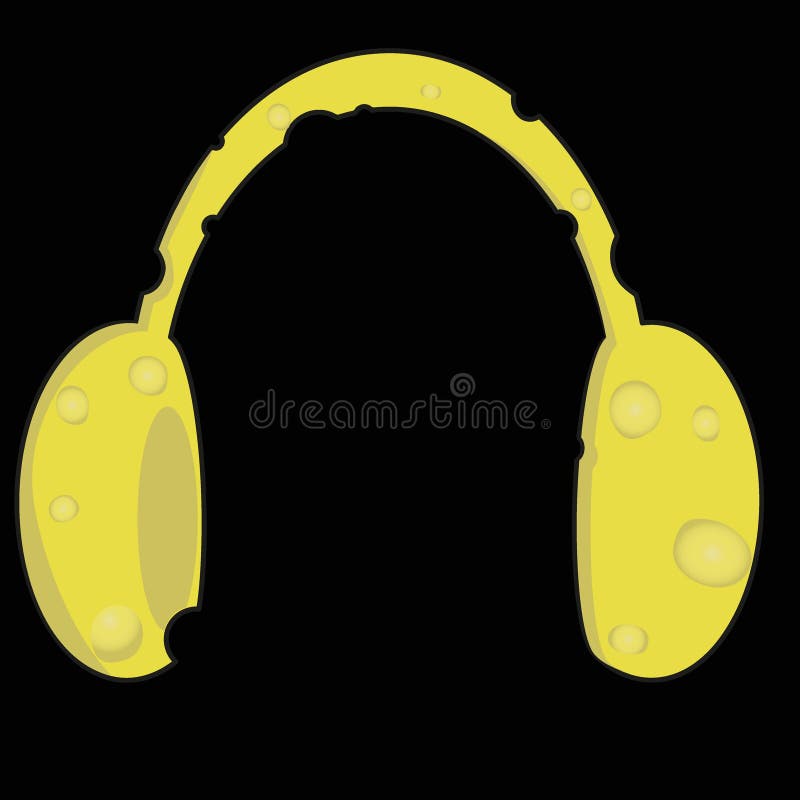 Cheese Headphones on the Black Stock Image Illustration of mouse