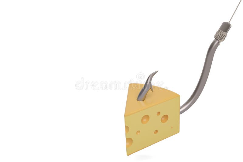 Cheese on Hook 3D Illustration. Stock Illustration Illustration of