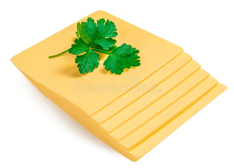 Cheese Isolated on White Background. Slices of Cheese for Burger