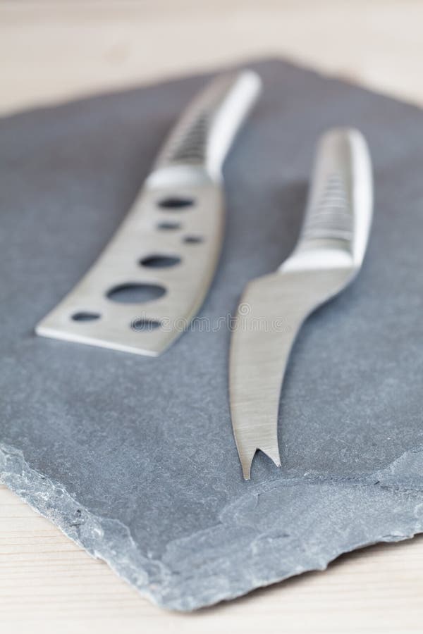 Cheese Knives on Slate Board Stock Photo Image of shiny, utensil