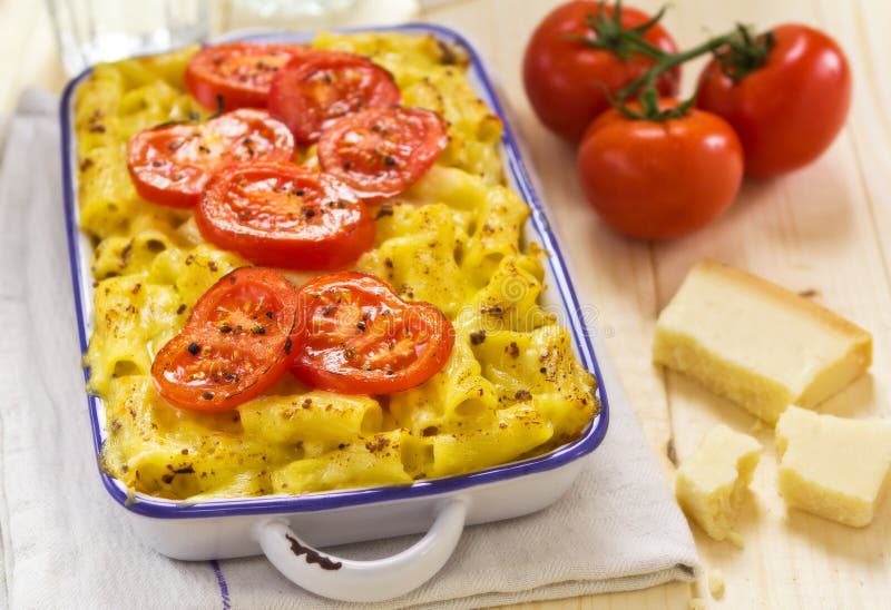 Cheese Macaroni Bake with Tomatoes Stock Image Image of delicious