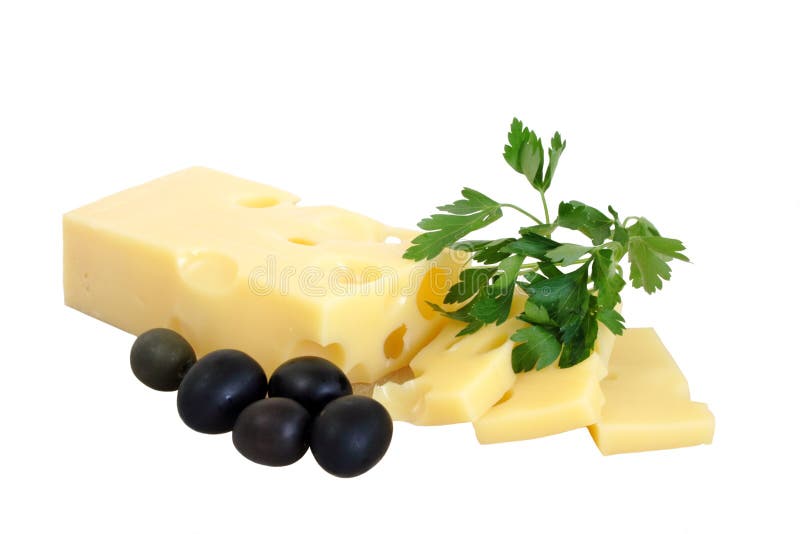 Cheese, parsley and black olives