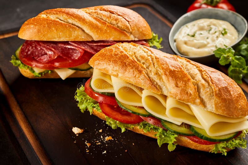 Cheese and Pepperoni Sandwiches with Dressing Stock Image Image of