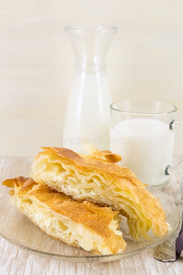 Cheese Pie with a Yogurt on a Plate Stock Image Image of slice