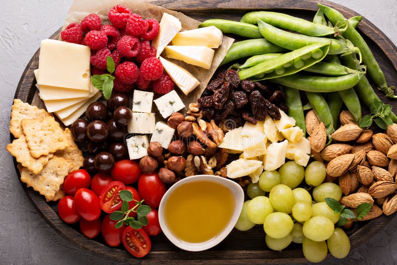 Cheese Plate with Fresh Vegetables and Fruits Stock Photo Image of