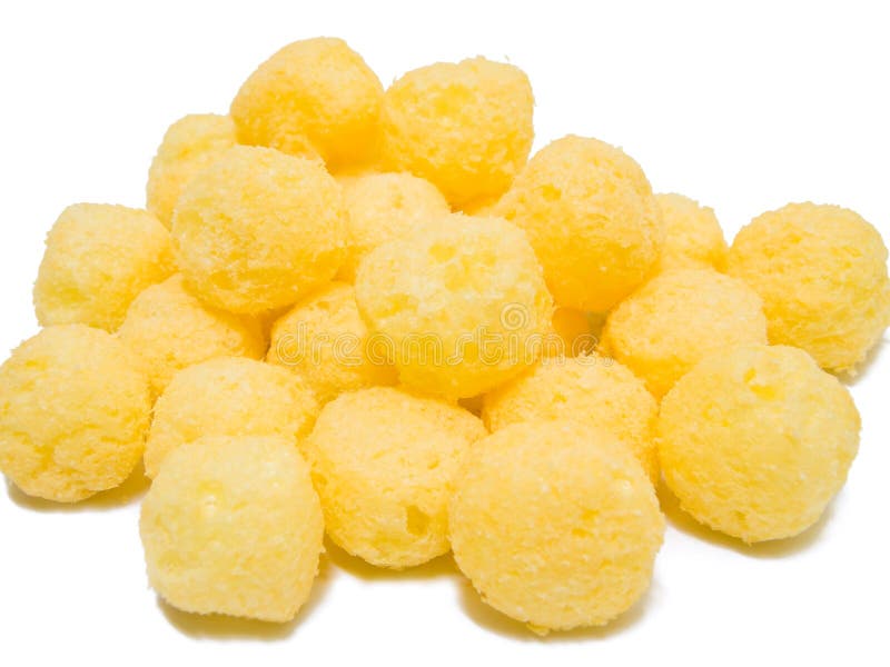 Cheese Balls on Yellow Background Stock Photo - Image of closeup, group: 139133182