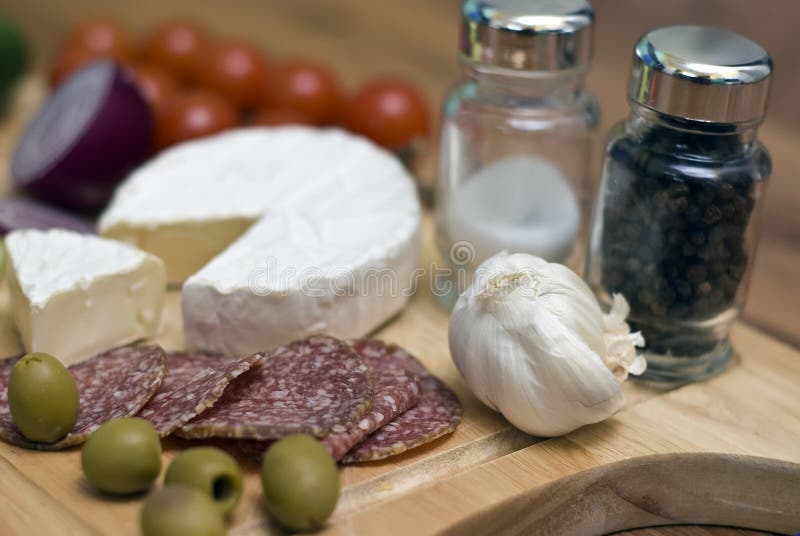 Salami and cheese plate stock photo. Image of table, eating 2879970