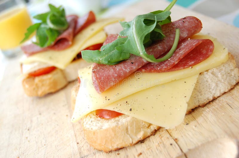Cheese and salami sandwich stock image. Image of sandwich 10751031