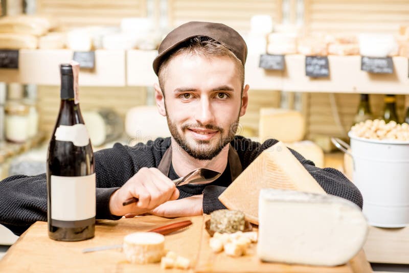 Cheese seller portrait royalty free stock images Cheese seller portrait royalty free stock images