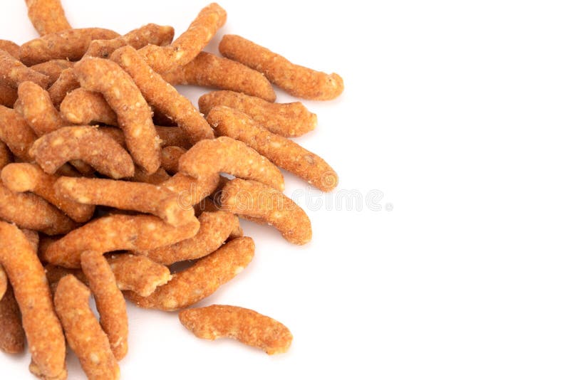 Cheese Sesame Sticks on a White Background