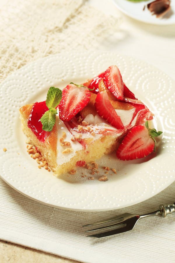 Cheese and Strawberry Sponge Cake Stock Image Image of cake, cottage