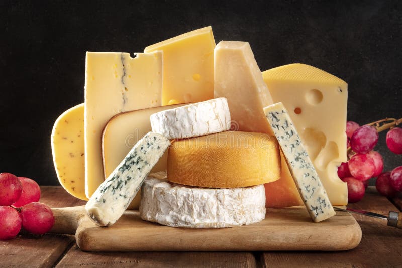 Cheese Variety, Many Different Types of Cheeses, a Closeup Stock Image