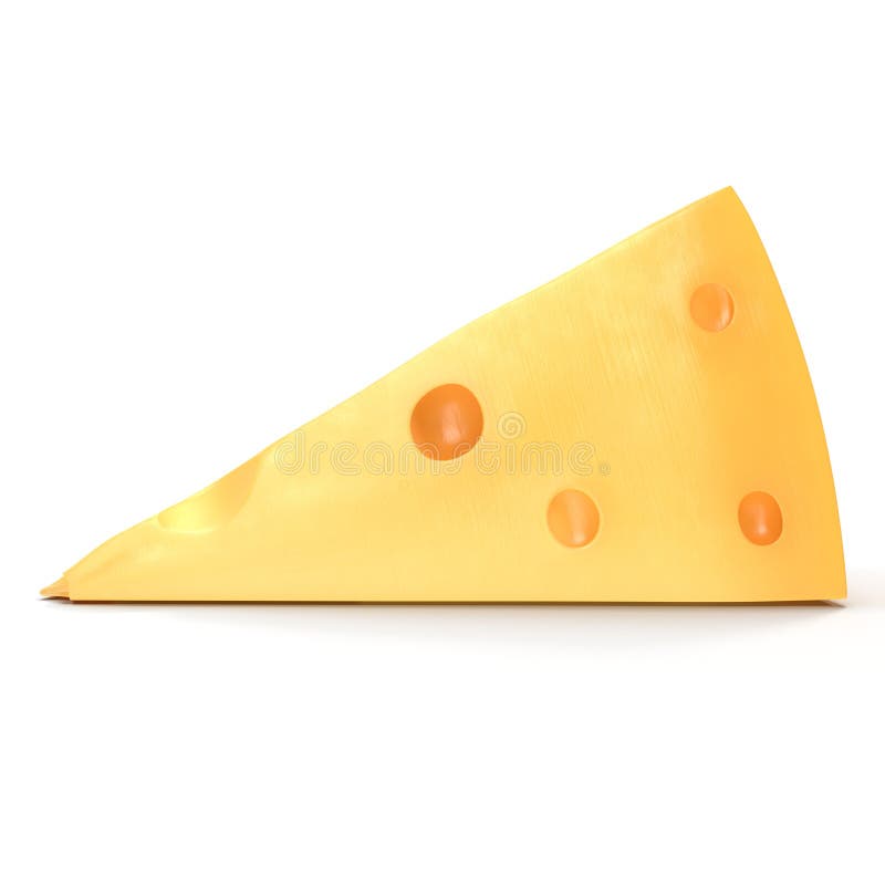 Cheese Wedge On White. 3D Illustration Stock Illustration