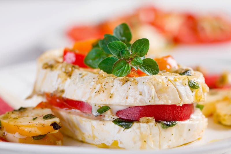 Cheese with White Mildew Marinated with Garlic Stock Image Image of