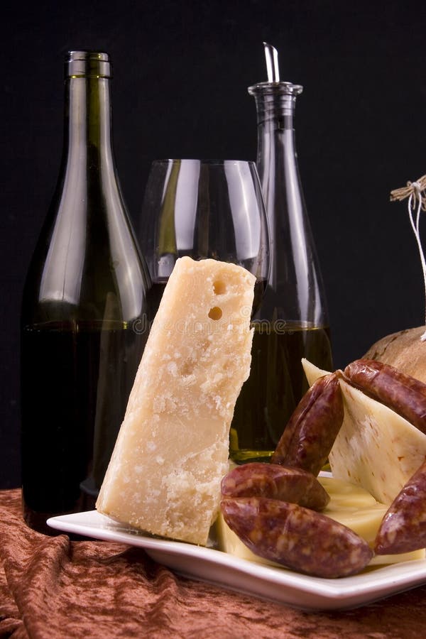 Cheese, wine and sausages