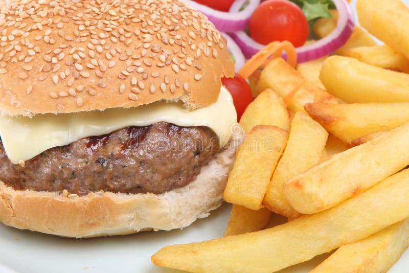 Cheeseburger and Chips stock image. Image of macro, dinner 10796561