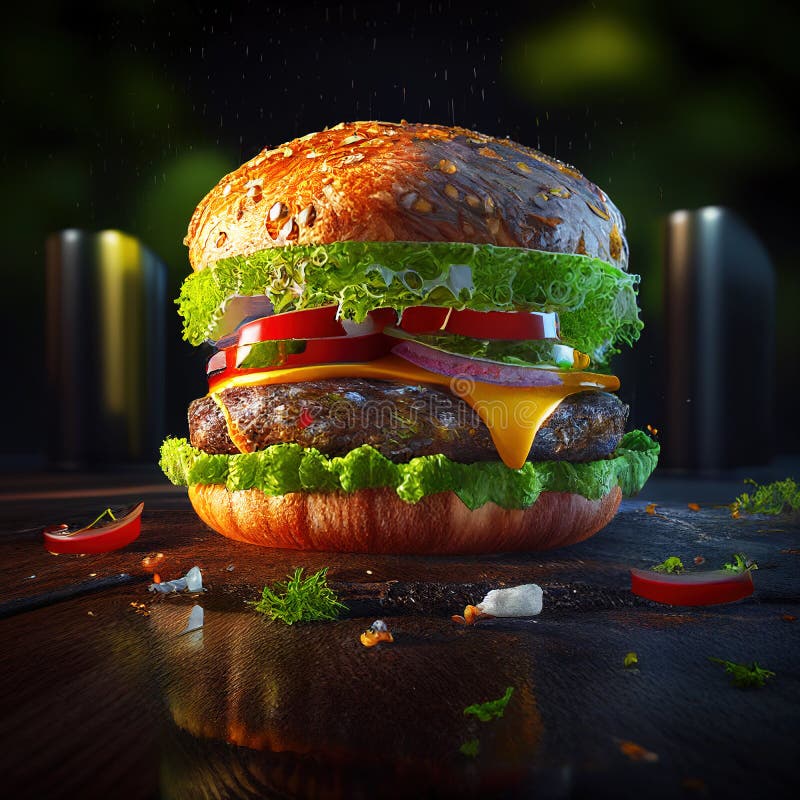 Cheeseburger ilustración ai generativa burger clásico americano stock de ilustración